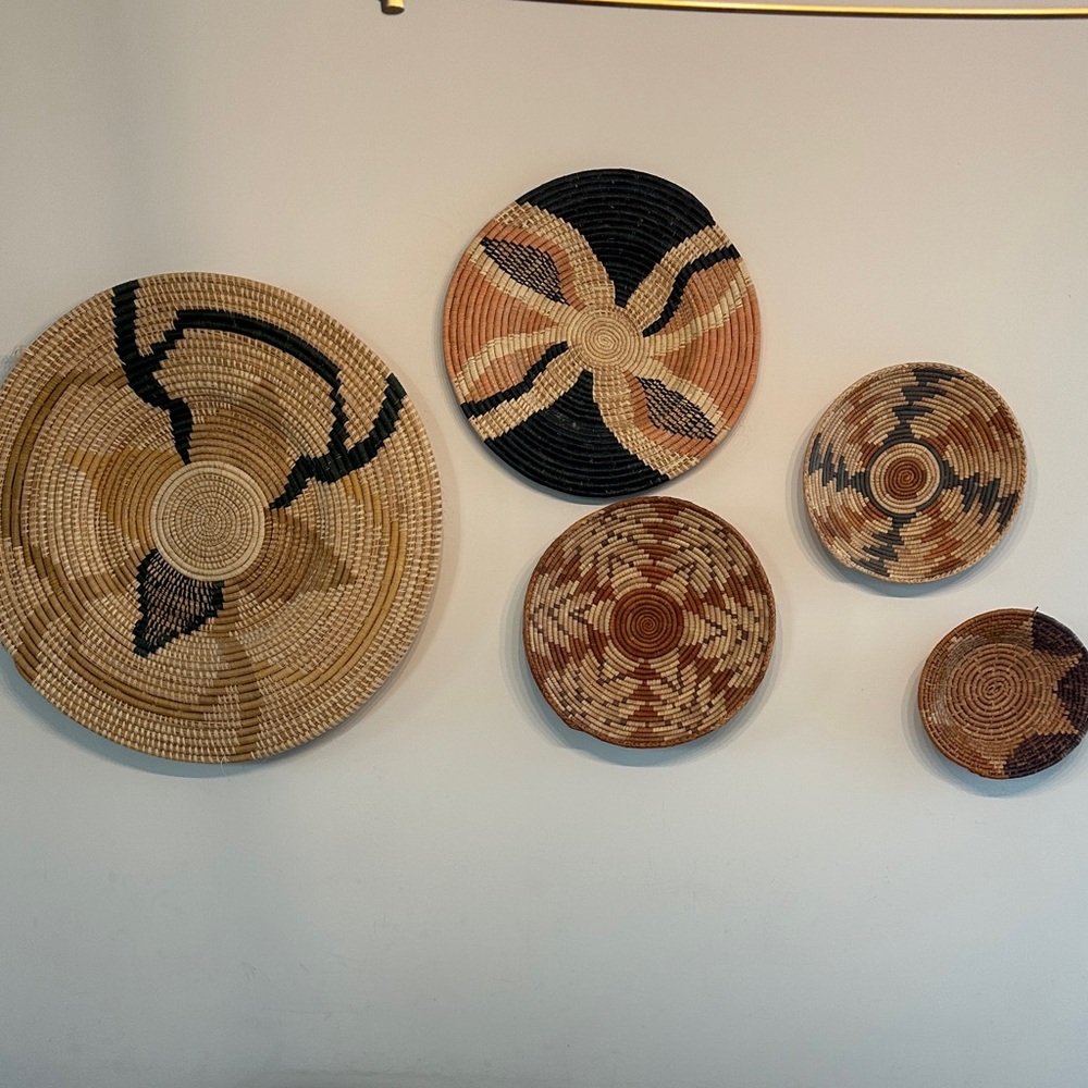 Handwoven Decorative Wall Baskets Set